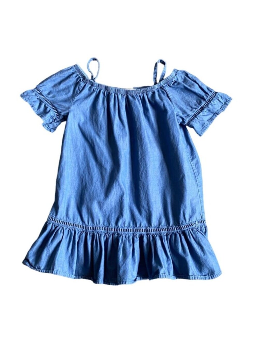 GUC Self Esteem Girls Cold Shoulder Ruffle Style Shirt-Blue-Size 7